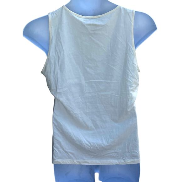 CABLE & GAUGE, SIZE XL CREAM TANK WITH FLOWER EMBELLISHMENT - Picture 2 of 4